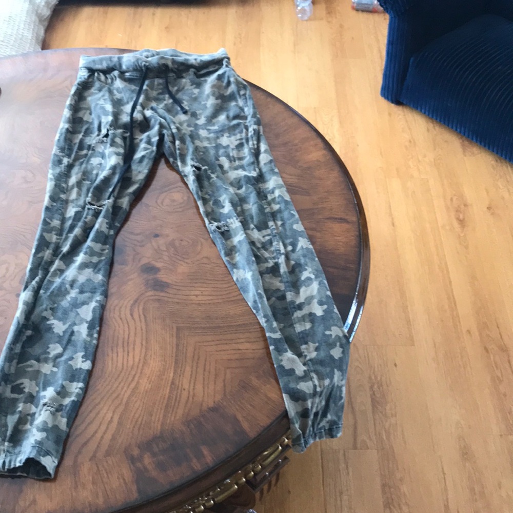 Green camo joggers